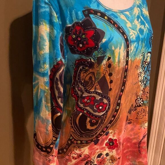 Jane Ashley 3/4 Length Sleeves Rhinestones Plus Size 1X - Picture 10 of 11